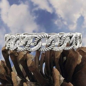 🌼 Silver Chain Look Rhinestone Stretch Bracelet